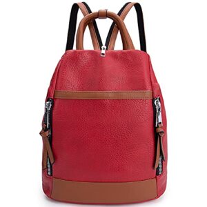 angelkiss women mini backpack purse pu leather anti-theft casual shoulder bag fashion ladies satchel bags red/brown