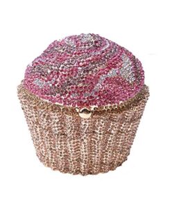 cupcake crystal clutch evening clutches bags wedding party bridal diamond minaudiere handbag purse (purple,)