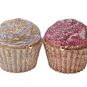 Cupcake Crystal Clutch Evening Clutches Bags Wedding Party Bridal Diamond Minaudiere Handbag Purse (purple,)