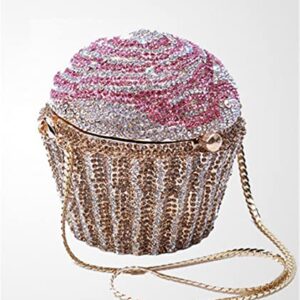 Cupcake Crystal Clutch Evening Clutches Bags Wedding Party Bridal Diamond Minaudiere Handbag Purse (purple,)