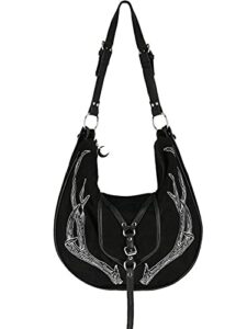 restyle deer animal antlers gothic punk witch black hobo crossbody bag purse