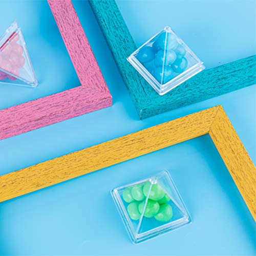 Hammont Pyramid Shaped Acrylic Candy Boxes - 8 Pack - 2.44"x2.44"x2.63"- Perfect for Weddings, Birthdays, Party Favors and Gifts | Designer Cute Clear Lucite Plastic Treat Containers