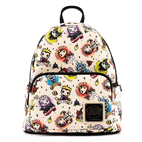 Loungefly POP Disney Villains Tattoo All Over Print Womens Double Strap Shoulder Bag Purse