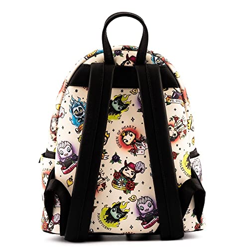 Loungefly POP Disney Villains Tattoo All Over Print Womens Double Strap Shoulder Bag Purse