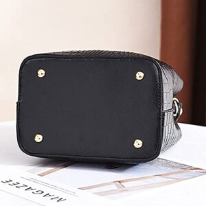 LABANCA Women Retro Alligator Bucket Bags Crocodile Pattern Designer Shoulder Bag Ladies PU Purse Crossbody Wallet Bag, Black