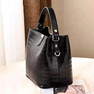 LABANCA Women Retro Alligator Bucket Bags Crocodile Pattern Designer Shoulder Bag Ladies PU Purse Crossbody Wallet Bag, Black