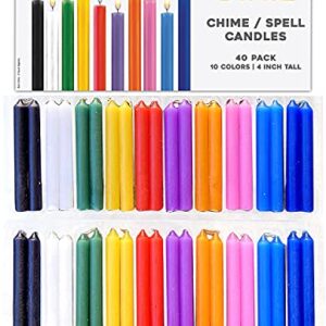 Dinil – Spell Candles (40 Candles) – 4" x 1/2" Premium Mini Taper Candles for Rituals, Birthdays, Altar, Spells, Chime Candles