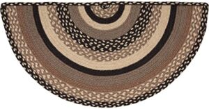vhc brands sawyer mill small jute half circle area rug farmhouse livestock design, entryway kitchen doormat non skid pad 16.5×33 (solid)
