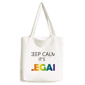 lgbt rainbow flag keep calm tote canvas bag shopping satchel casual handbag