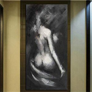 Awoeorsty Large Modern Abstract Nude Print Oil Painting on Canvas Black White Gray Naked Wall Art Sexy Girl Woman Canvas Pictures Home Decor (60x120cm)