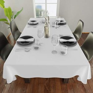 Encasa Homes Solid Color Cotton Canvas Tablecloth - for Family Dinners, Festivals, Indoor & Outdoor Parties and Everyday Use, 100% Cotton, Rectangular, Washable (57"x72", 6 feet, White)