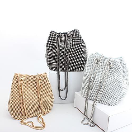 Lanpet Mini Evening Clutch Purse for Women, Luxury Crystal Crossbody Shining Bucket bags Evening Handbags for Wedding Party