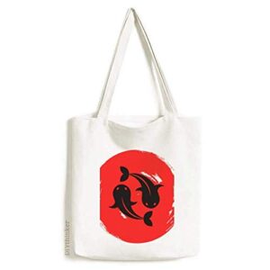 goldfish brush japan tote canvas bag shopping satchel casual handbag