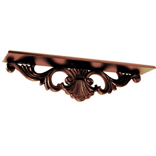 Benjara Hand Carved Wooden Wall Shelf with Floral Design Display, Brown