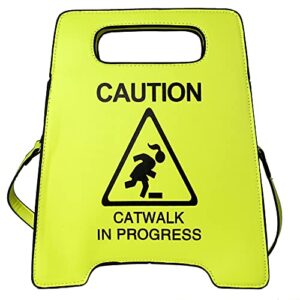 ondeam caution shoulder bag,pu crossbody tote handbag for women(green)