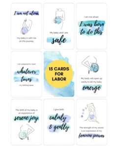 mother’s ray hypnobirthing birth affirmations cards for labor – 15 cards for calm positive labor and delivery essentials – high quality large thick and durable – pregnancy must haves