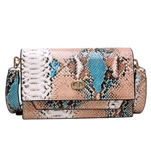 A/N Fashion Small Crossbody Bags for Women Snake Flap Party Evening Clutch Purses (Pink)