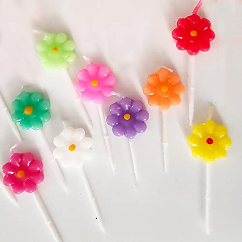 Flower Cake Candles, Flower Shaped Birthday Cake Topper Cake Decoration - 10 Pcs