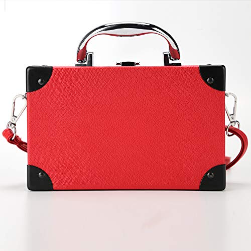 Ondeam Vintage Radio Shaped Bag,PU Elegant Evening Crossbody Handbag for Women(Red)