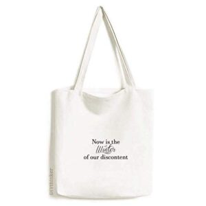 now is the winter shakespeare quote tote canvas bag shopping satchel casual handbag