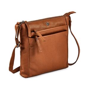 cochoa small soft pebbled real leather women crossbody handbags & purses – triple zip premium sling crossover shoulder bag (cognac nappa)