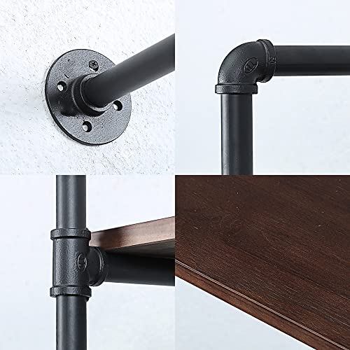 JIANZHUO Industrial Pipe Shelving Floating Shelves,Rustic Wall Shelf Wood Hanging Shelf, Pipe Shelves Wall Mounted,Bookshelves Shelving Bookshelf (2 Tier,30in)