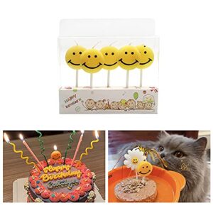 5 pcs smiley face birthday candles, smile expression candles, birthday cake decorations