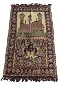 muslim prayer mat lightweight thin sajadah carpet islam eid ramadan gift (dark brown_02)