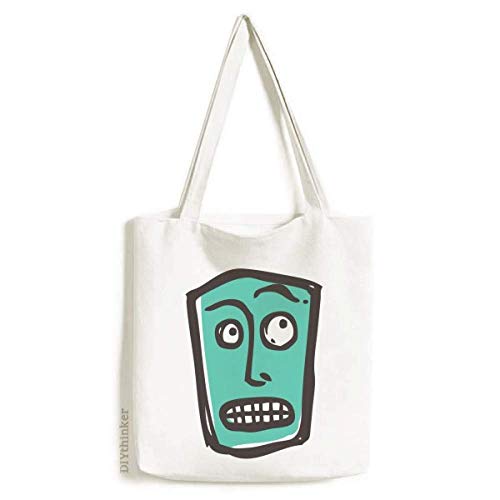 Suprised Face Sketch Tooth Tote Canvas Bag Shopping Satchel Casual Handbag