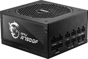 msi mpg a750gf gaming power supply – full modular – 80 plus gold certified 750w – 100% japanese 105°c capacitors – compact size – atx psu