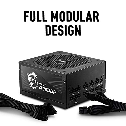 MSI MPG A750GF Gaming Power Supply - Full Modular - 80 PLUS Gold Certified 750W - 100% Japanese 105°C Capacitors - Compact Size - ATX PSU