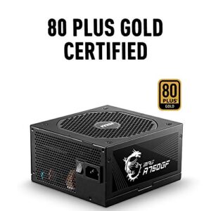 MSI MPG A750GF Gaming Power Supply - Full Modular - 80 PLUS Gold Certified 750W - 100% Japanese 105°C Capacitors - Compact Size - ATX PSU