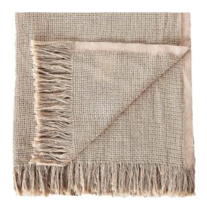 anvi home cotton woven throw blanket with tassels, summer lightweight breathable, soft, boho, poncho for dorm room, bed, sofa, couch, travel, gift, 50×60 inch, brown/tan