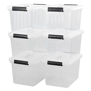 Sandmovie 12 Quart Clear Plastic Latching Storage Box, 6 Packs