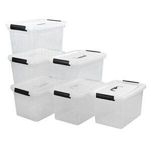 Sandmovie 12 Quart Clear Plastic Latching Storage Box, 6 Packs