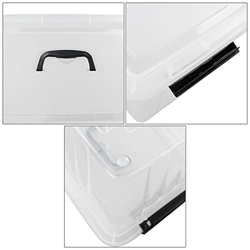 Sandmovie 12 Quart Clear Plastic Latching Storage Box, 6 Packs