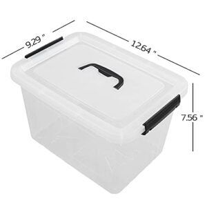 Sandmovie 12 Quart Clear Plastic Latching Storage Box, 6 Packs