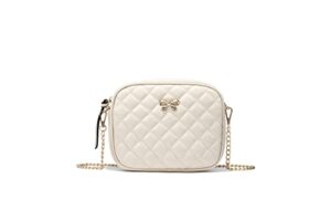 small white crossbody purse for teens girls and women – ladies cute quilted leather hobo messenger bag – handbags shoulder bags satchel