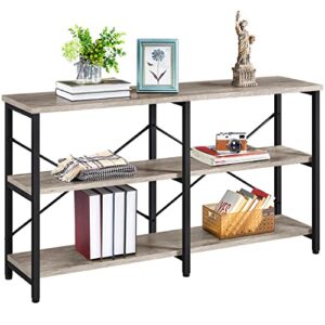 yaheetech console table with storage shelves,3-tier industrial entryway table, 55 inch long behind couch sofa table for entryway/living room/hallway/bedroom,gray