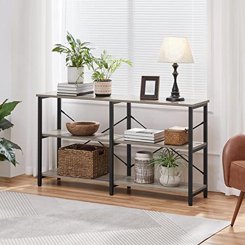 Yaheetech Console Table with Storage Shelves,3-Tier Industrial Entryway Table, 55 Inch Long Behind Couch Sofa Table for Entryway/Living Room/Hallway/Bedroom,Gray