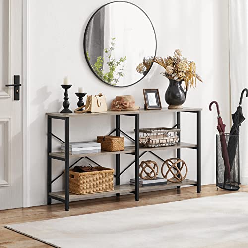 Yaheetech Console Table with Storage Shelves,3-Tier Industrial Entryway Table, 55 Inch Long Behind Couch Sofa Table for Entryway/Living Room/Hallway/Bedroom,Gray