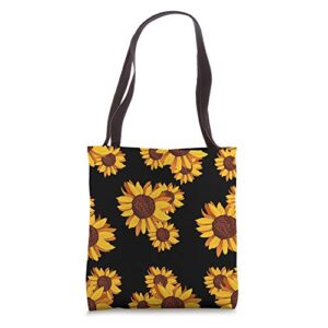 floral pattern yellow flower sunshine florist sunflower tote bag