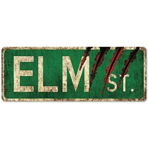 flinelife elm street sign,16x6, horror movie metal sign, nightmare on elm street wreath sign