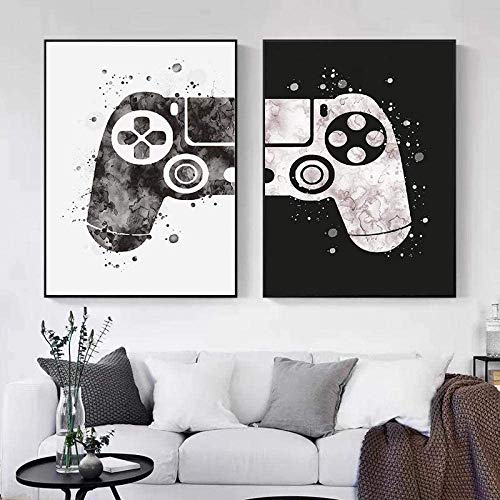 Gaming Room Decor Canvas Painting Video Game Themed Gaming Canvas Wall Art Black and White Video Game Wall Art Posters and Prints Canvas Paintings Pictures for Kids Teen Game Room Decor art Unframed