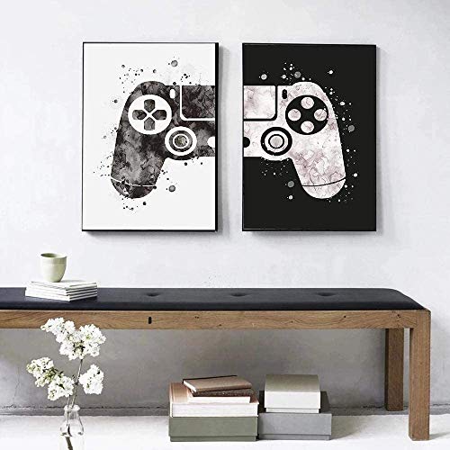 Gaming Room Decor Canvas Painting Video Game Themed Gaming Canvas Wall Art Black and White Video Game Wall Art Posters and Prints Canvas Paintings Pictures for Kids Teen Game Room Decor art Unframed