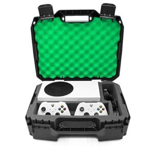 casematix hard shell travel case compatible with xbox series s console, controllers, games and other accessories – durable and protective hard case with impact-absorbing customized foam interior
