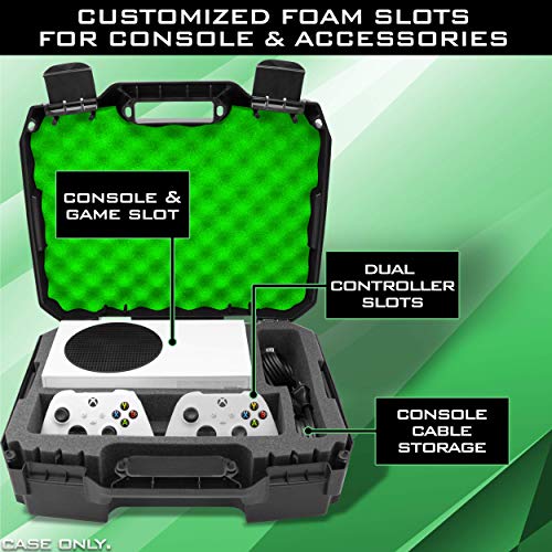 CASEMATIX Hard Shell Travel Case Compatible with Xbox Series S Console, Controllers, Games and Other Accessories - Durable and Protective Hard Case with Impact-Absorbing Customized Foam Interior