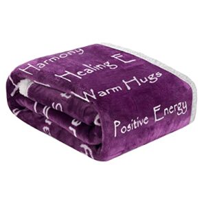 longtm healing positive blanket, gift for people need hug strength company – purple 50 x 60 inch