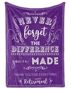 innobeta retirement gifts for women, never forget the difference you have made, purple flannel throws blanket, congratulation gifts for retirees for friends, teachers, nurses 50″x 65″