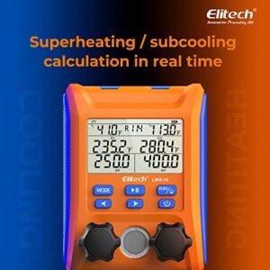 Elitech Digital Manifold Gauge 2-Way Valve with Thermometer Clamps for HVAC Systems, LMG-10